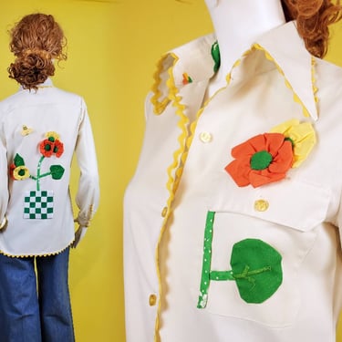 1970's sculptural garden blouse by Catherine Carr.  (Size S/M) 