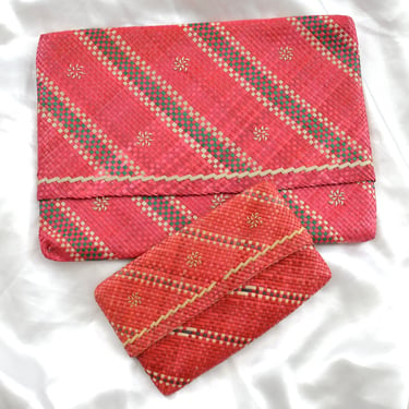 Vintage Red Straw Clutch