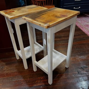 Reclaimed wood side tables. 16.5” x 11.5” x 27” 