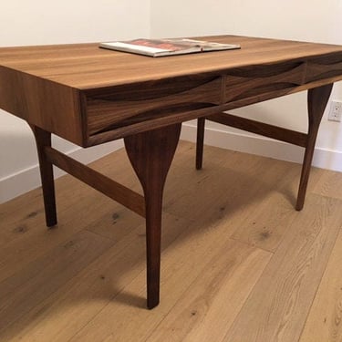 Danish Modern Custom Walnut Executive Desk 