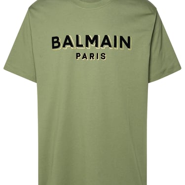 Balmain Man Green Cotton T-Shirt
