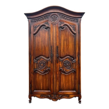 Vintage 1980’s Carved French Walnut Armoire 