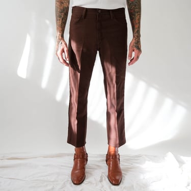 Vintage 70s Wrangler Brown Sta Prest Bootcut Pants | Made in USA | Size 33x29 | Rockabilly, Greaser, MOD | 1970s Wrangler Boot Flare Pants 