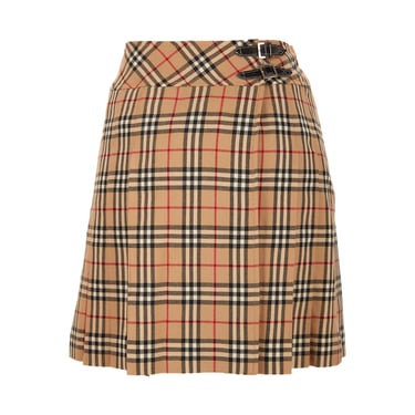 Burberry Tan Plaid Print Skirt
