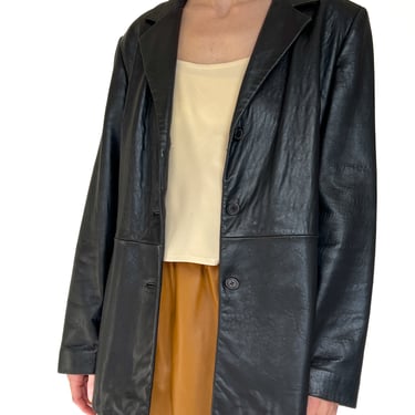 Black Soft Leather Blazer (M)