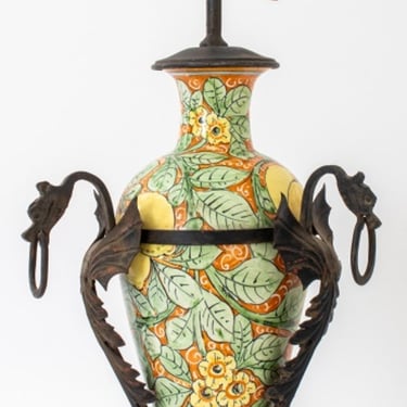 Italian Deruta Ceramic Vase Mounted as a Lamp
