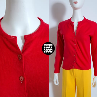 Sweet, Soft & Cozy Vintage 60s Red Lightweight Cardigan Sweater 