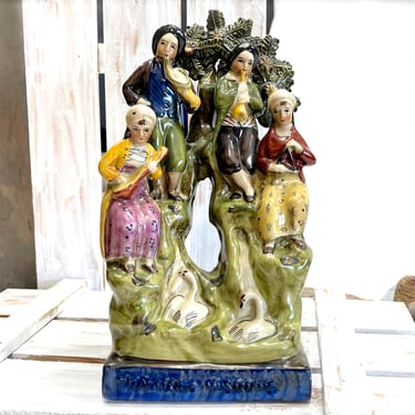 VINTAGE: 9" Old Porcelain Traveling Musicians Figurine - SKU 35-D-00033877 