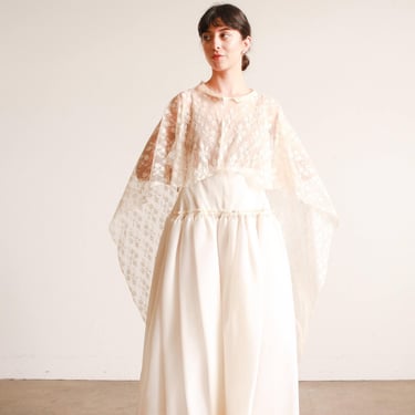 1950s Cream Lace Overlay Cape 