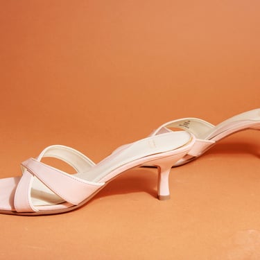90s Light Pastel Pink Strappy Heels Vintage Criss cross Strap Sandals 