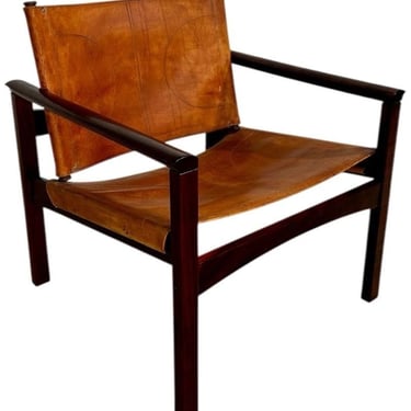 Michael Arnoult “PegLev” Leather Lounge Chair, Brazil 1960