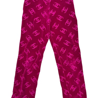 Chanel Dark Pink Velour Logo Bottoms