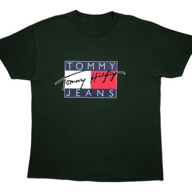 Vintage 90s/Y2K Tommy Hilfiger Jeans Big Flag Logo Graphic T-Shirt Size XL 