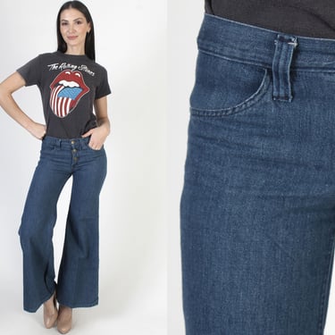 Lee Wide Leg Denim Jeans, High Rise Bell Bottom Flares, Vintage Soft Womens Hippie Trousers 