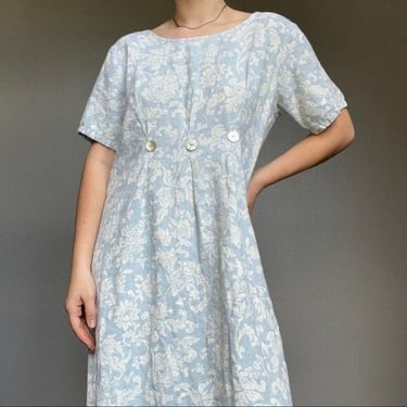 Vintage Women’s Kokopelli Blue Floral Paisley Tropical Beach Midi Dress Sz XL 