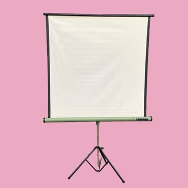 Vintage Projection Screen 1960s Retro Size 40x40 Screen + Mid Century Modern + Radiant Pioneer + Portable + Green Metal + Tripod Base + MCM 