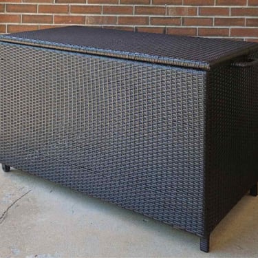 Brown Resin Wicker Outdoor Storage Box