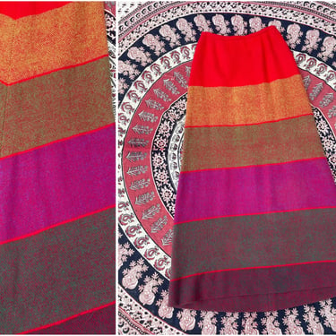 Rare 1960’s Countess Ebba von Eckermann wool maxi skirt, handwoven couture, Ripsa, Sweden | color-blocked, floor length, S/M 
