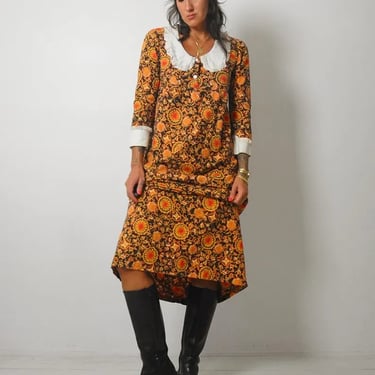 1960's Floral Pan Collar Dress