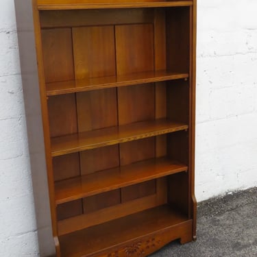 Victorian Style Tall Narrow Solid Oak Bookcase Display Shelving Cabinet 5245