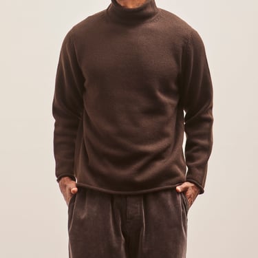 Evan Kinori Roll Neck Sweater, Brown Cashmere/Lambswool
