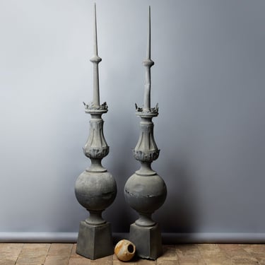 Mid to Late 19th Century French Zinc Chateau Finials From the Loire Valley