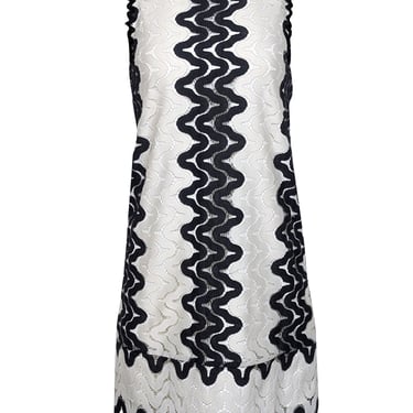 Kate Spade - Ivory &amp; Black Lace Sleeveless Shift Dress Sz 0