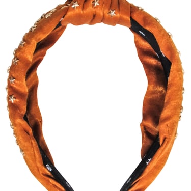Lele Sadoughi - Orange Velvet Star Embellished Knot Front Headband