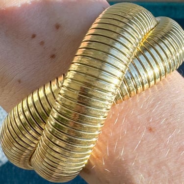 Double Twist Gold Plate Cobra Bracelet