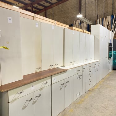 17 Piece Set of Vintage Metal Kitchen Cabinets