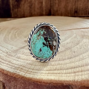 LIGHT BLUE TURQUOISE and Sterling Silver Ring | M. Silversmith Hallmark | Native American Navajo Jewelry | Southwestern | Size 8 