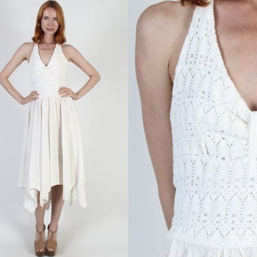 Plain Cream Mexican Halter Dress, Asym Hanky Hem | American Archive - San  Diego, CA | ATTIC