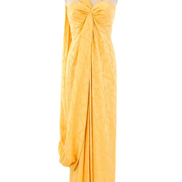 Jacquard Silk One Shoulder Gown