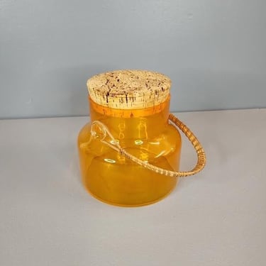 Large Takahashi Orange Hand Blown Glass Jar 