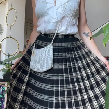 VTG 90s Accordion Pleated Plaid Wool Skirt 