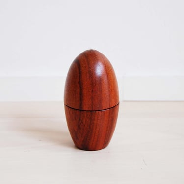 Scandinavian Modern Egg Shaped Solid Teak Salt and Pepper Shakers 