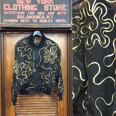 Vintage 1980’s Black And Gold Sheer Bomber, Vintage Bomber, 1980’s Bomber, Vintage Jacket 