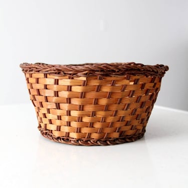 vintage basket, woven basket bowl 