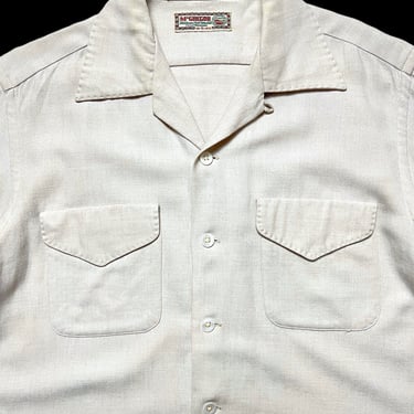 Vintage 1950s MCGREGOR Wool Flannel Sport Shirt ~ size S ~ Loop Collar / Flap Pockets ~ 