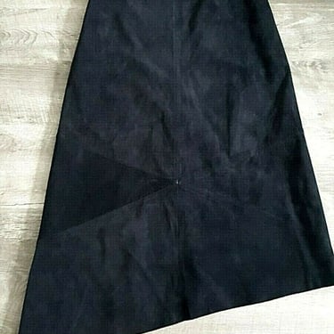 Banana Republic Black Leather Skirt Size Medium Asymmetrical Hem Midi Modest