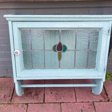 English stained glass window bathroom cabinet 