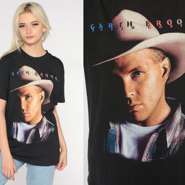 Garth Brooks Shirt 90s Country Music Tshirt Fresh Horses Graphic Tee Concert T Shirt Tour 1990s Vintage Tee Black Retro American Medium M 