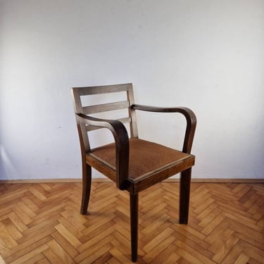 Mid Century Brown Wooden Dining Chair / Vintage Bentwood Armchair / Antique / Made in Yugoslavia / Stol Kamnik / 1960s 