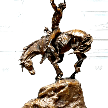 Bronze Sculpture, Quest Vision, Amer. Indian On Horseback, After Charles Russell