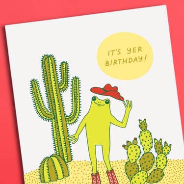 Western Frog Yer Birthday Greeting Card