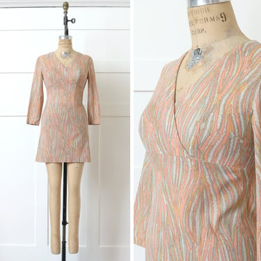 vintage 1960s mini dress • psychedelic tiger stripes empire waist mini-dress 