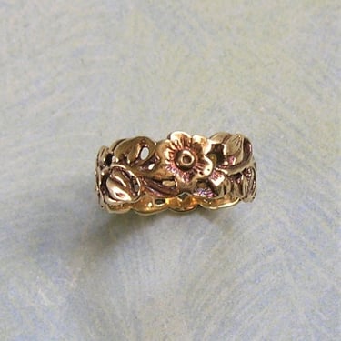 Vintage 14K Yellow Gold Band Ring, Vintage 14K Gold Floral Ring, Vintage Eternity Ring Band Size 7 (#4111) 