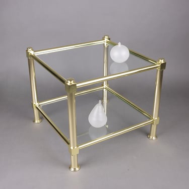 Vintage Gold Glass Side Table | Elegant Accent Table | 1980s Modern Glam Decor 
