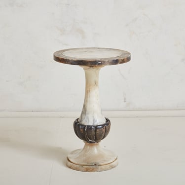 Petite Black + White Marble Side Table or Pedestal, Italy 19th Century