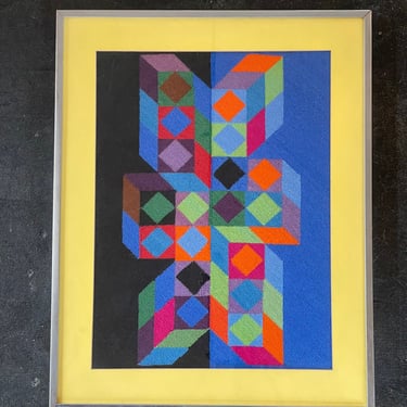 Cross Stitch inspired by Victor Vasarely’s Olympia 
